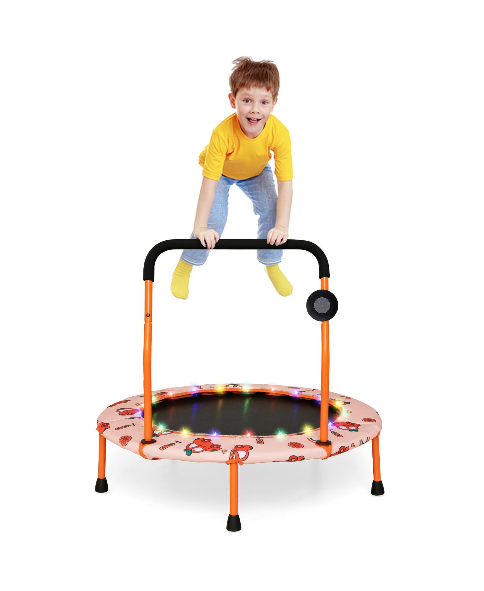 Slickblue мини-батут 36 Inch с цветными LED-индикаторами и Bluetooth-динамиком