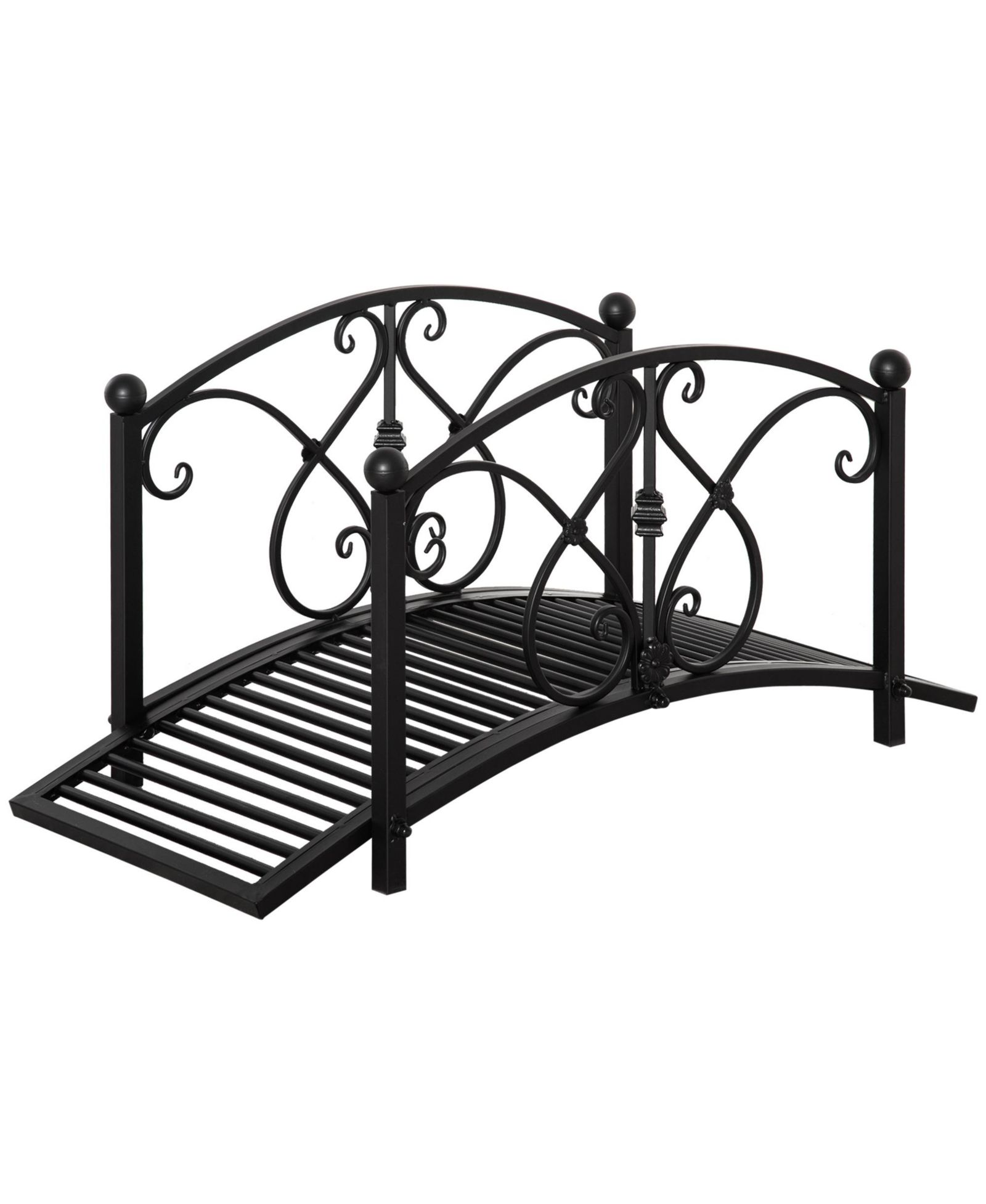 Outsunny Garden Bridge 3.3', Floral Pond Bridge with Safety Railings