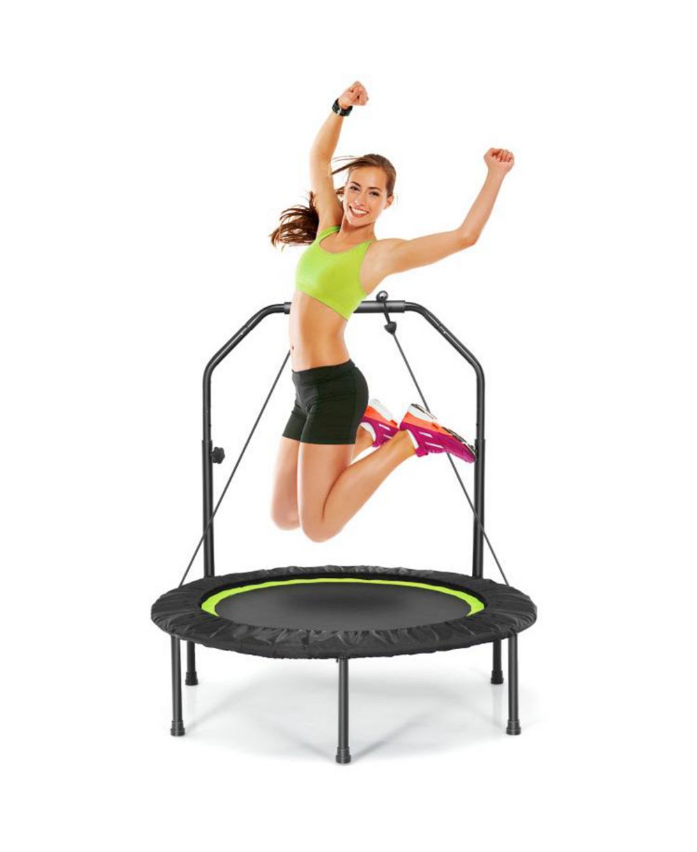 40 Inch Foldable Rebounder Trampoline with Resistance Bands for Fitness