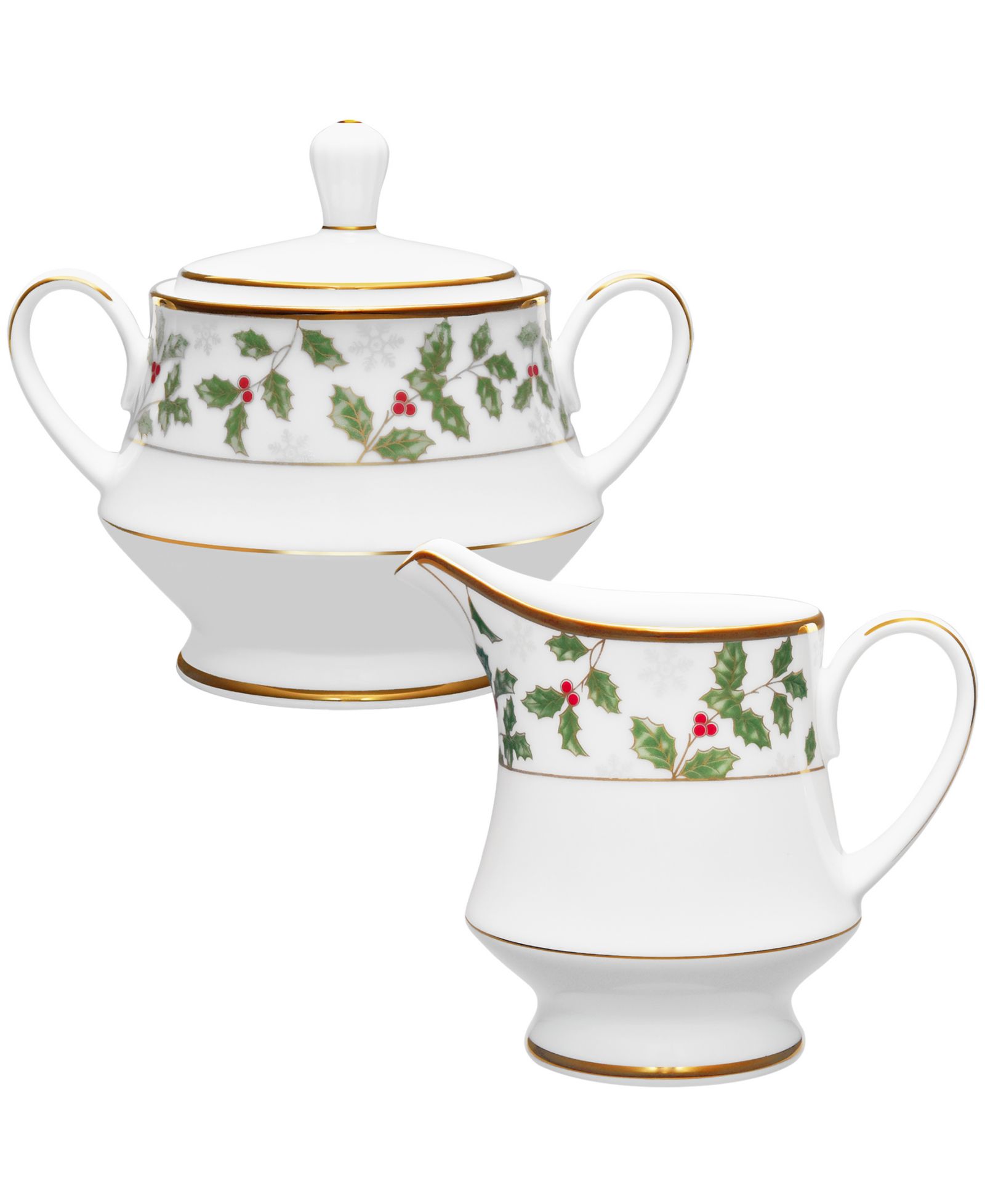 Noritake Holly & Berry Gold Sugar & Creamer Set