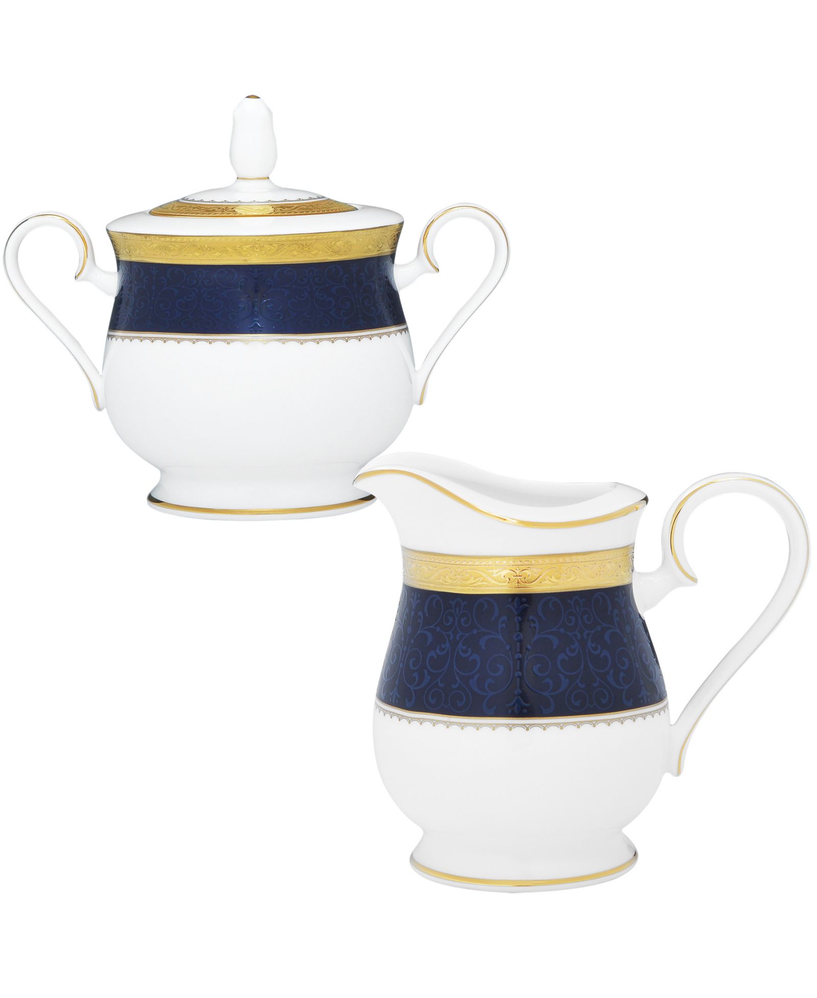 Noritake Odessa Cobalt Gold Sugar & Creamer Set
