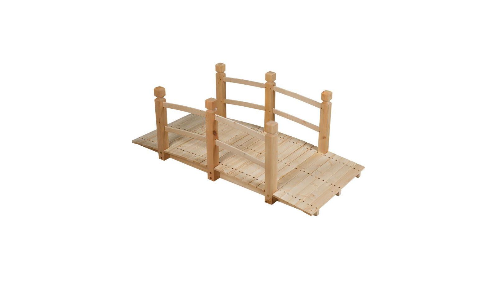 Slickblue 5' Wooden Garden Bridge Arc Stained Finish Footbridge Decorative