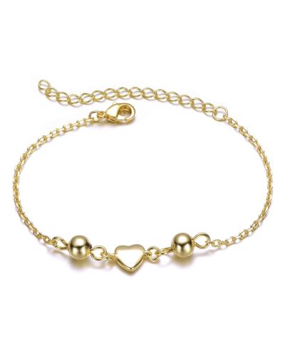 GiGiGirl Браслет с подвесками Tiny Heart & Bead, 14k Gold Plated