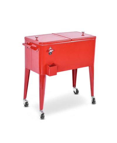 Red Portable Outdoor Patio Cooler Cart