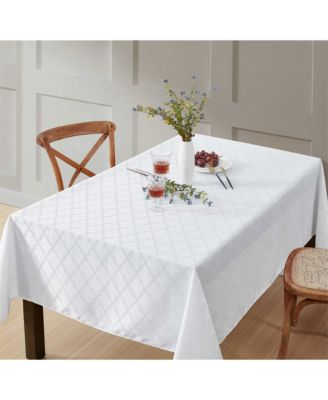 HLC.ME Modena Fabric Tablecloth, Jacquard Fabric Table Cloth for Rectangle Table, Advanced Water Resistance, Fade, Wrinkle, and Stain Resistant Table Cloth, Geometric Lattice Pattern