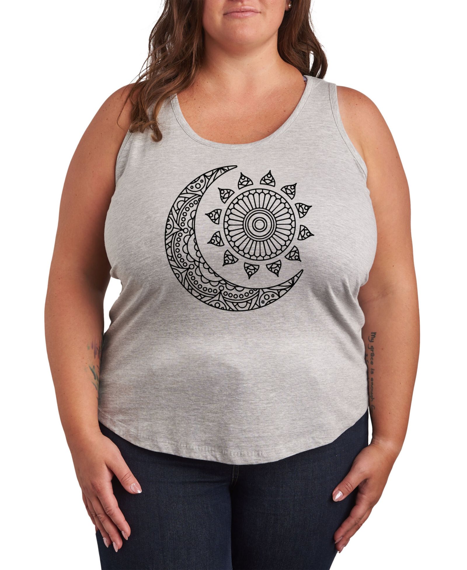 Танк-топ Hybrid Apparel Mandala Sun Moon Plus Size Graphic