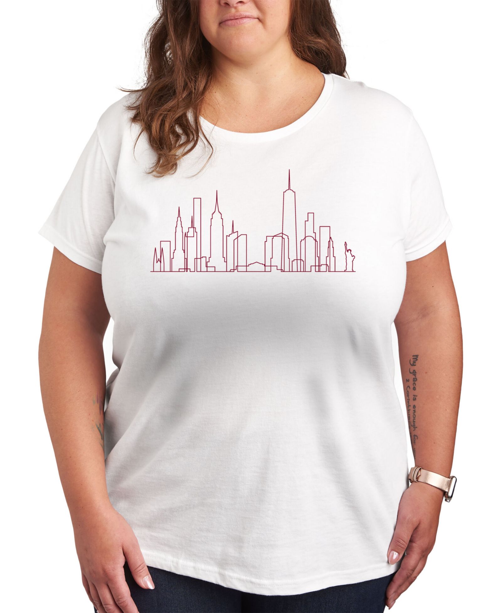 Женская футболка Hybrid Apparel NYC Skyline Line Art Plus Size с графическим принтом