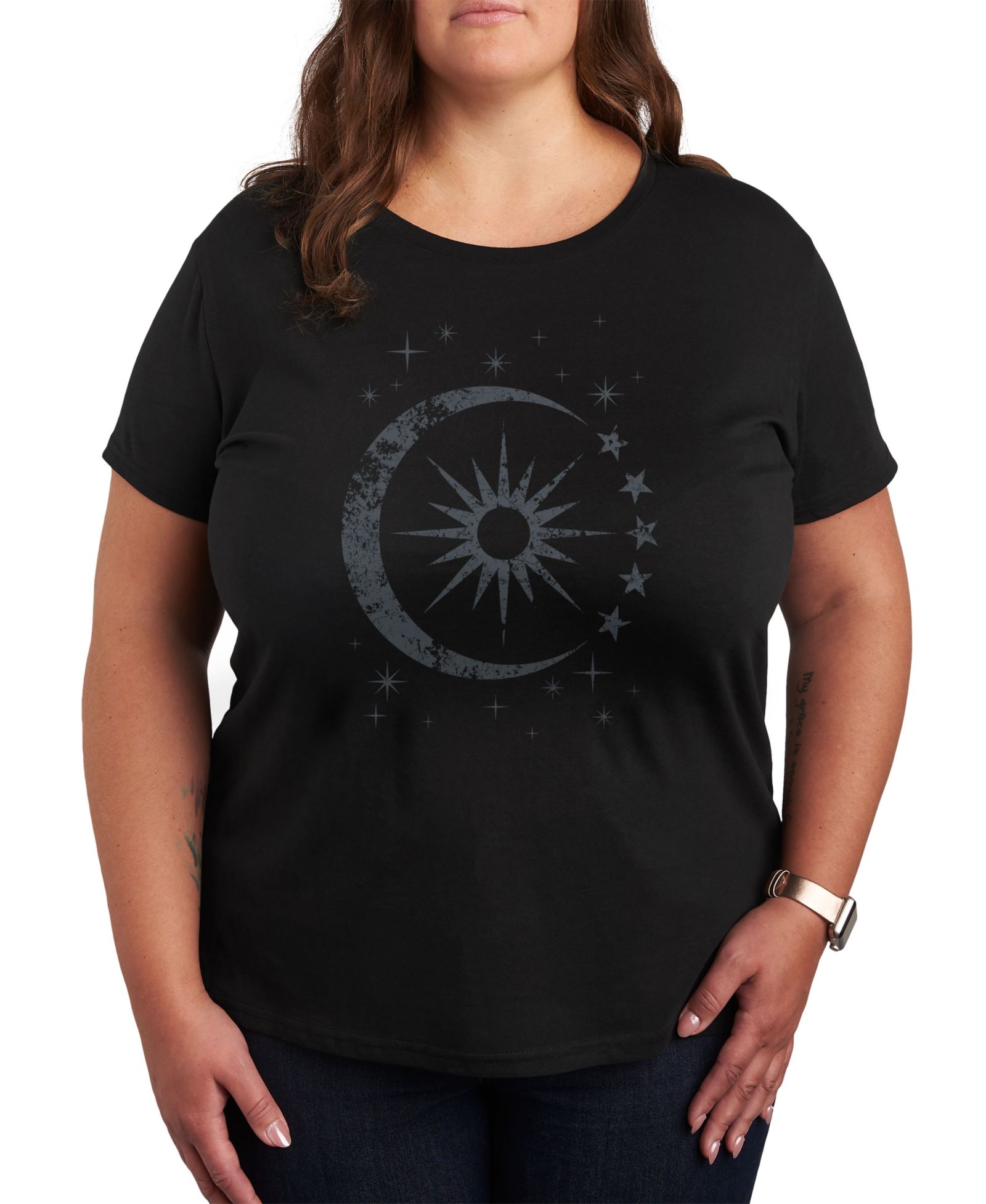 Hybrid Apparel Sun Moon Stars Plus Size Graphic T-Shirt