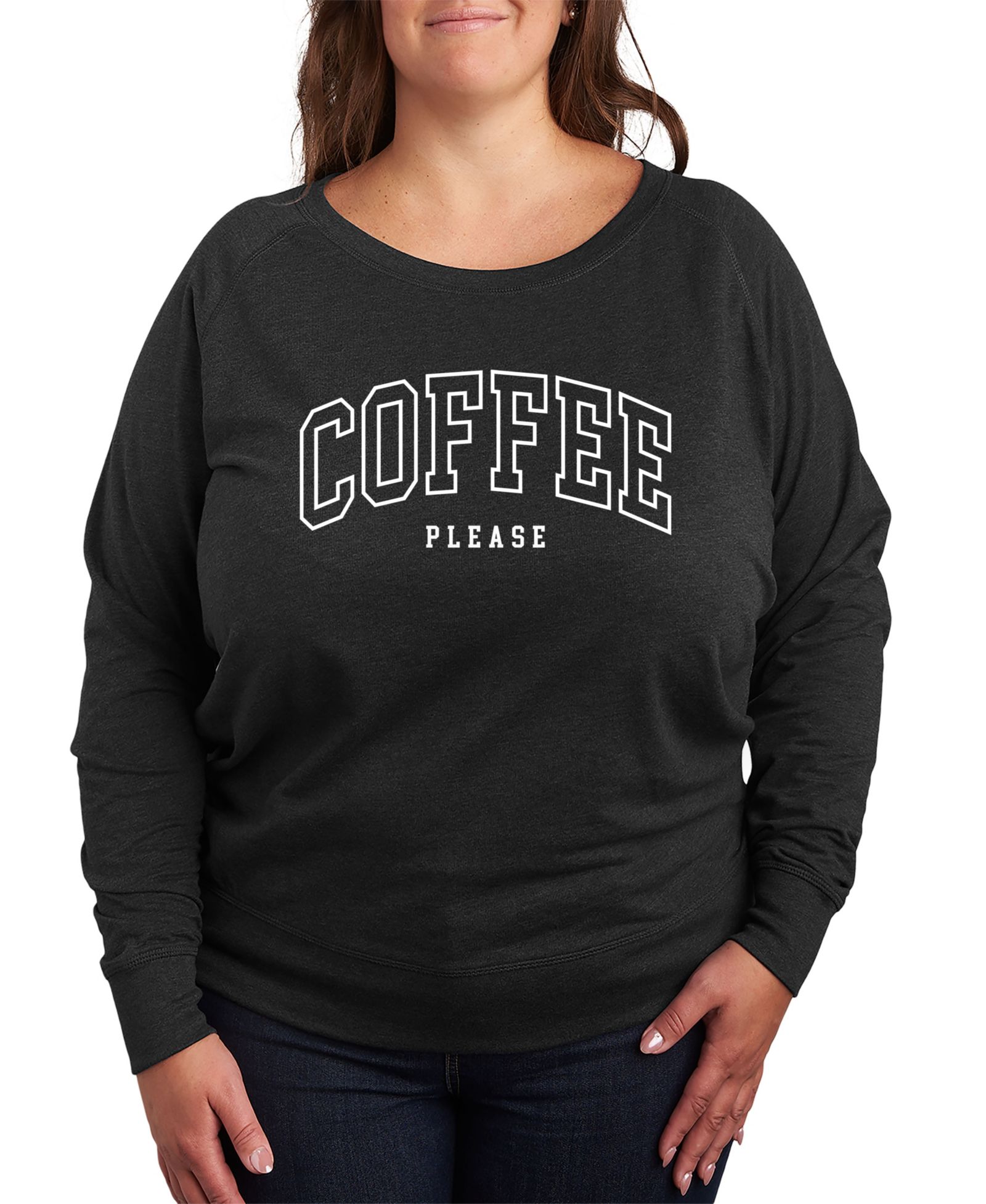 Футболка Hybrid Apparel Collegiate Coffee Please Plus Size Graphic Pullover