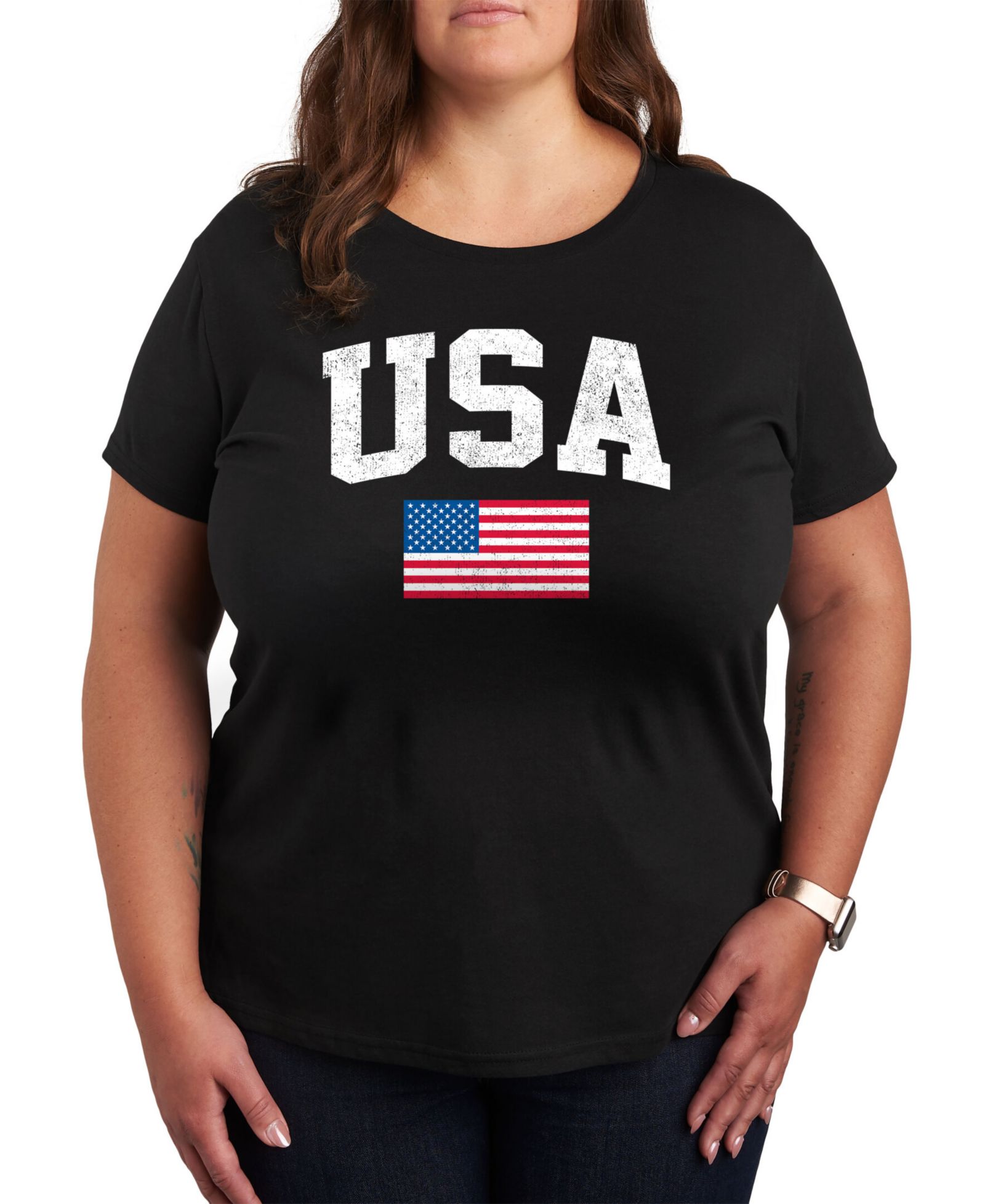 Hybrid Apparel Usa Flag Plus Size Graphic T-Shirt