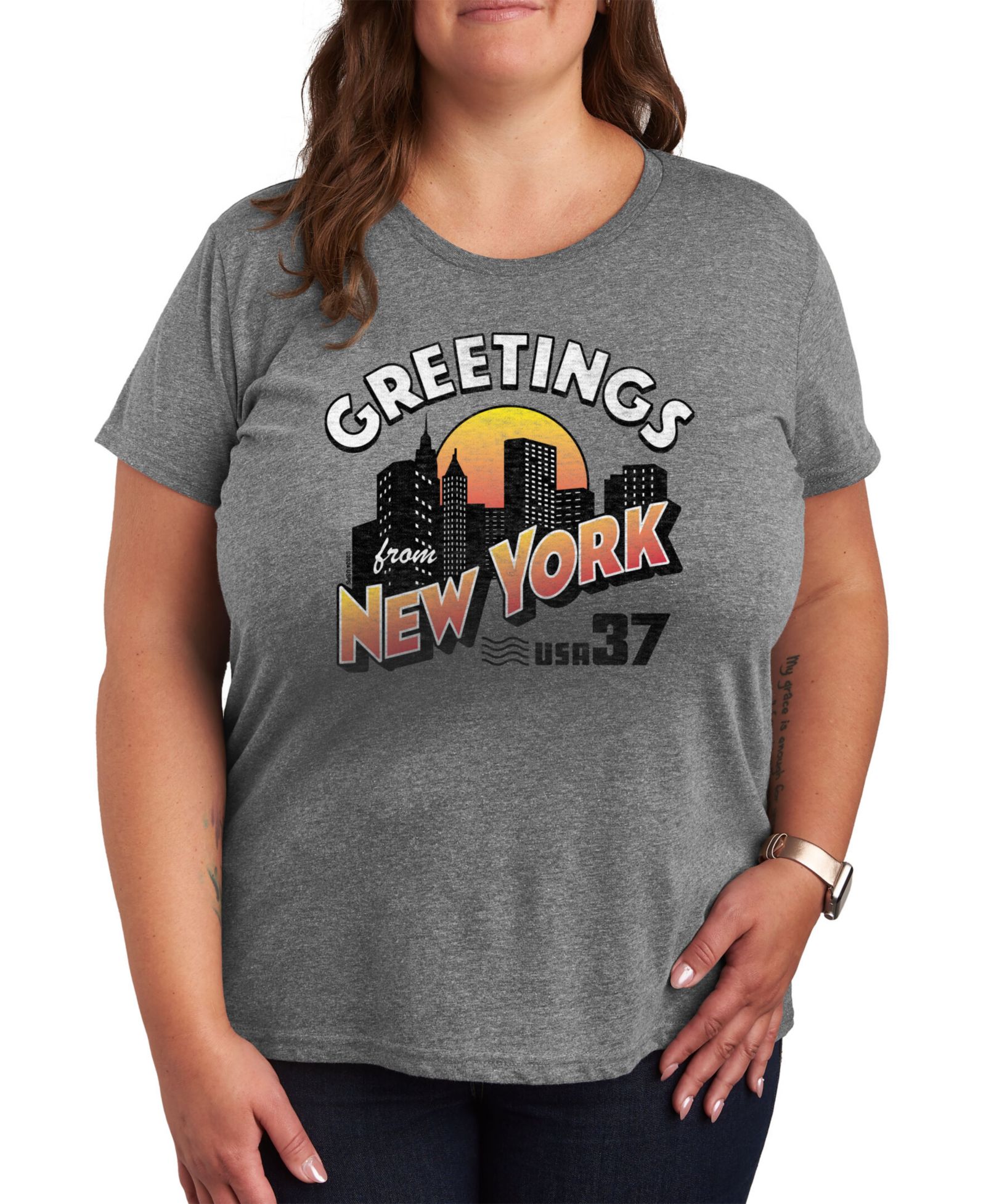 Женская футболка Hybrid Apparel Greetings From New York Plus Size Graphic