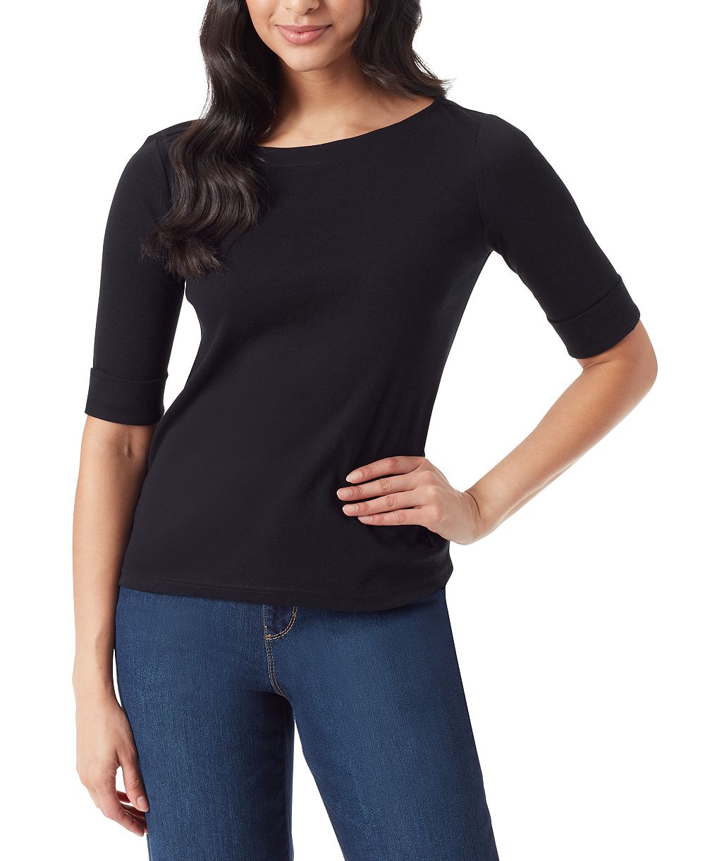 Gloria Vanderbilt Женский T-shirt с вырезом лодочкой и рукавом 3/4