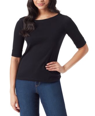 Gloria Vanderbilt Women's Alanis Boat Neck Elbow-Sleeve T-Shirt