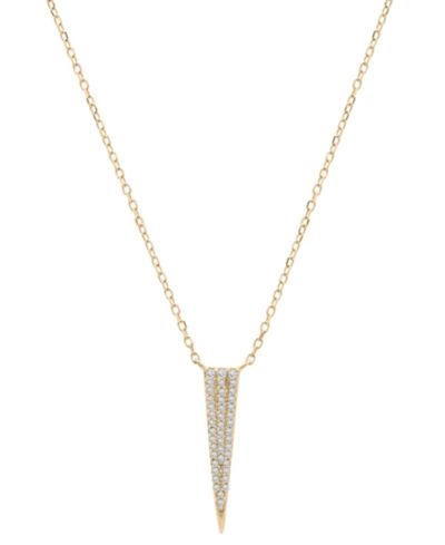 Diamond Pavé Spike Pendant Necklace (1/10 ct. t.w.) in 10k Yellow or White Gold, 15" + 2" extender, Created for Macy's