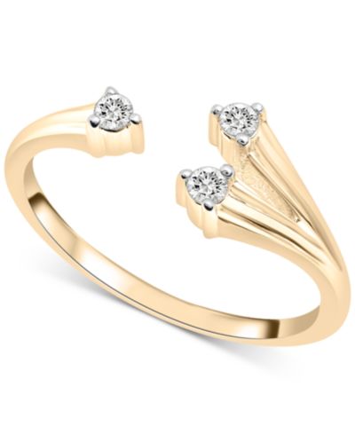 Esmé Fine Jewelry Diamond Three Stone Cuff Ring (1/10 ct. t.w.) in 10k Gold or 10k White Gold, Created for Macy's