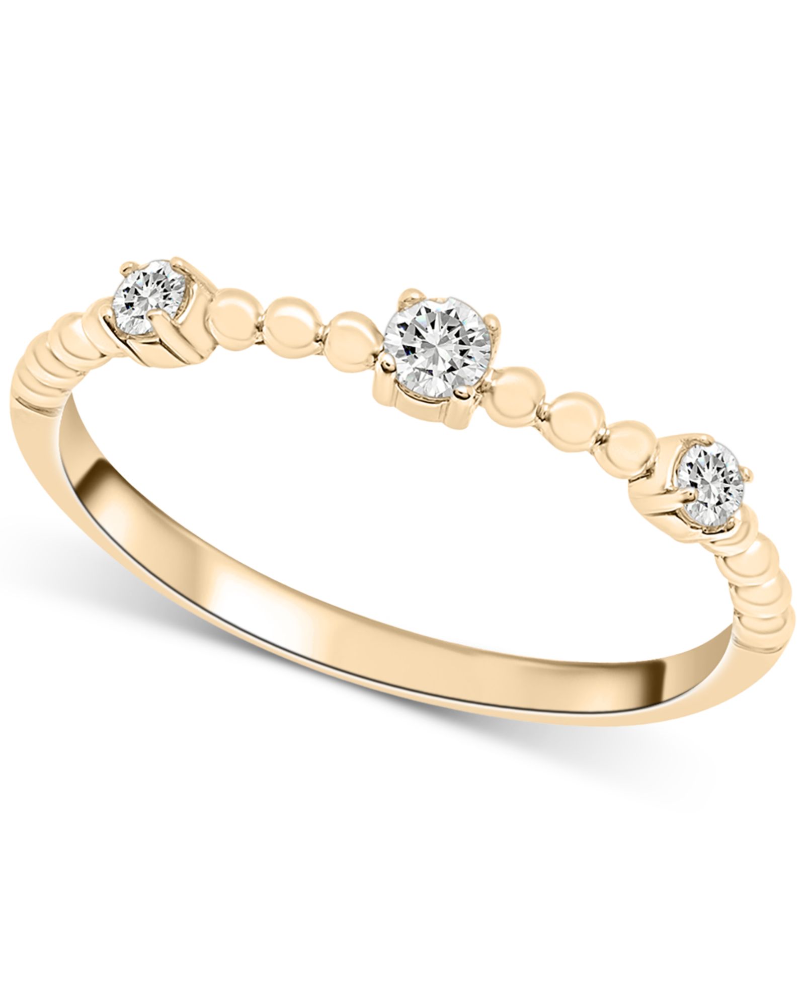 Esmé Fine Jewelry Diamond Beaded Narrow Stack Band (1/10 ct. t.w.) in 10k Gold or 10k White Gold, Created for Macy's