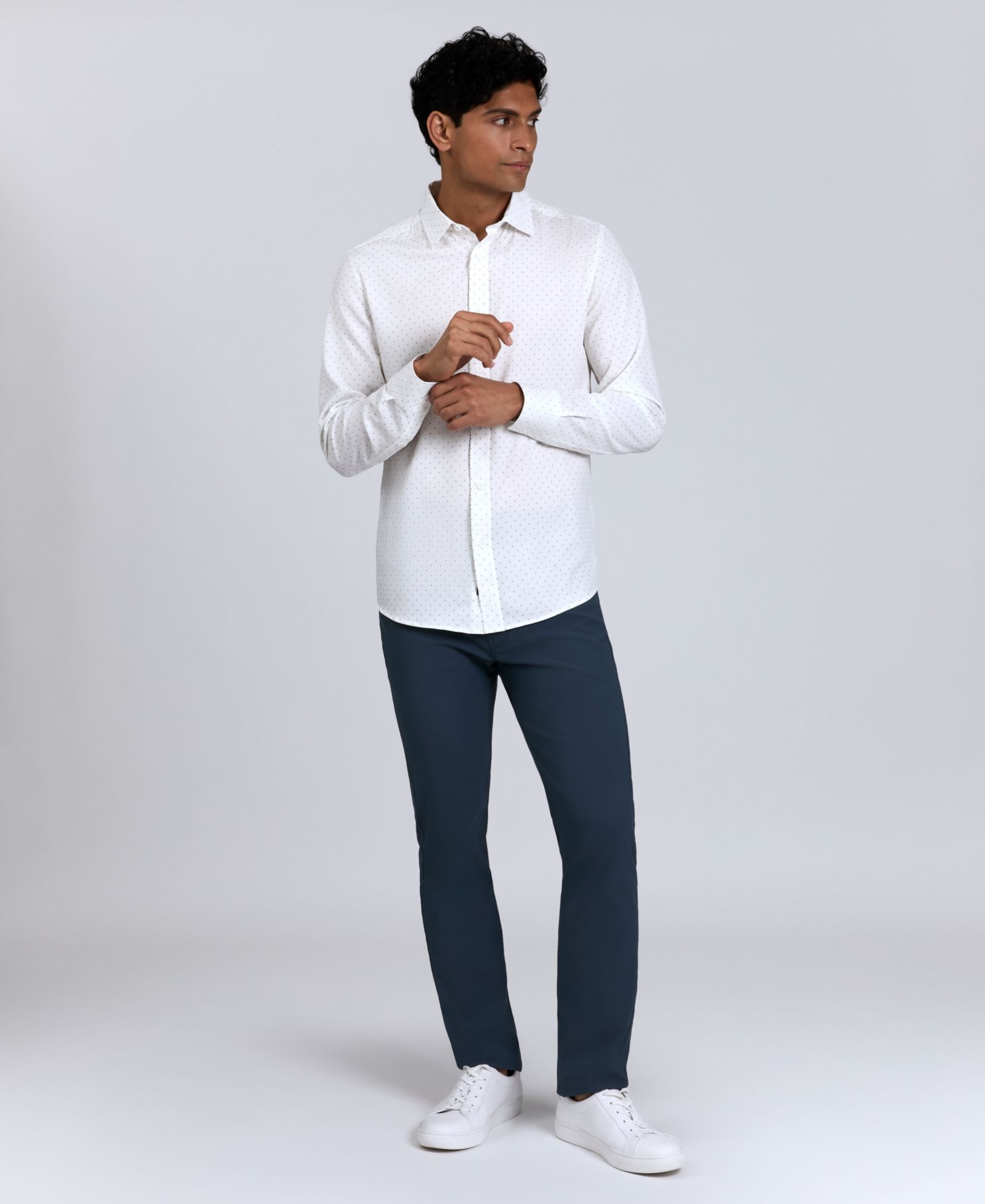 Kenneth Cole Men's Slim-Fit Performance Stretch Printed Button-Down Shirt