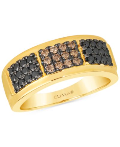 Le Vian Chocolatier® Men's Chocolate Diamond & Blackberry Diamond Triple Cluster Ring (5/8 ct. t.w.) in 14k Gold