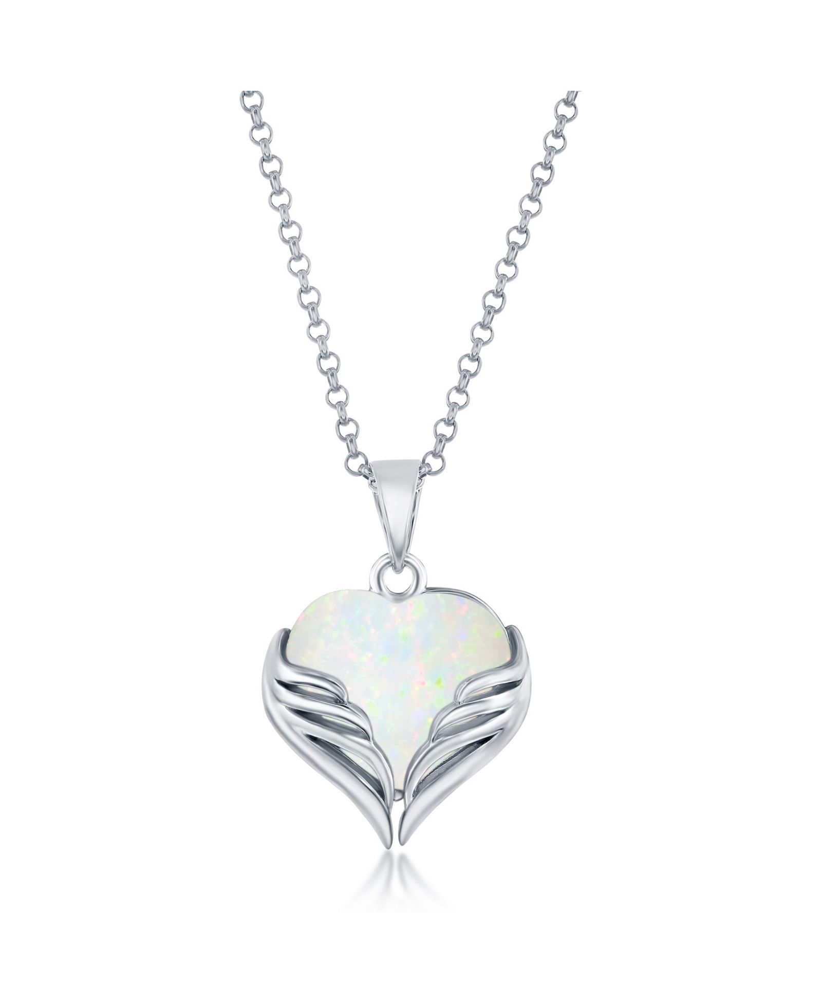 Caribbean Treasures Подвеска в форме сердца с крыльями ангела из Sterling Silver с синтетическим опалом