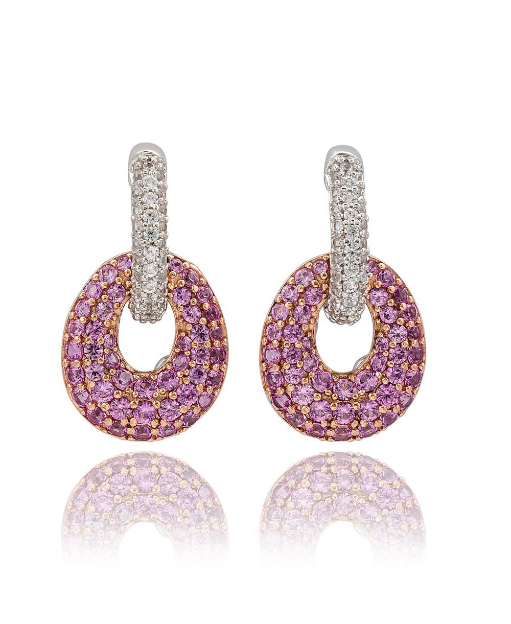 Suzy Levian Sterling Sapphire & Created Sapphire Double Oval Dangle Earrings