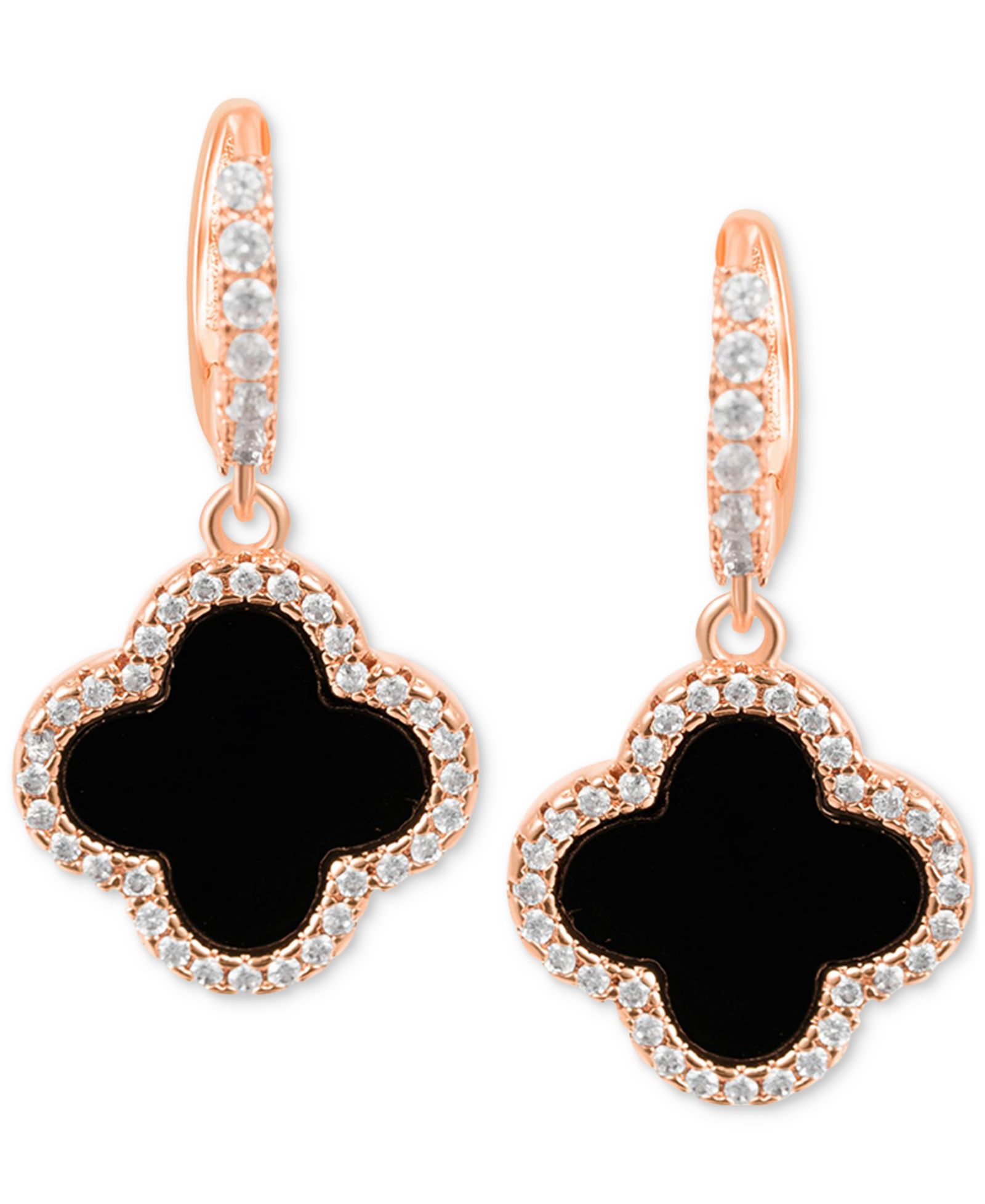 Серьги ADORNIA Gold Crystal Halo Colored Clover Dangle Huggie