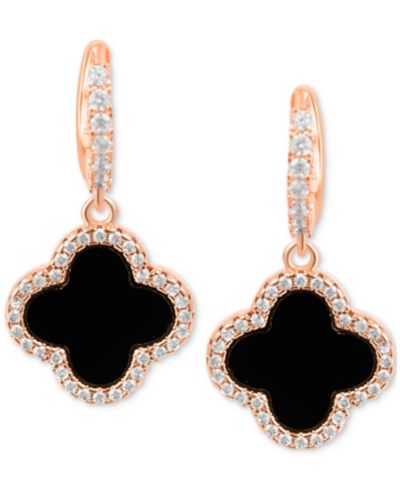 Серьги ADORNIA Gold Crystal Halo Colored Clover Dangle Huggie