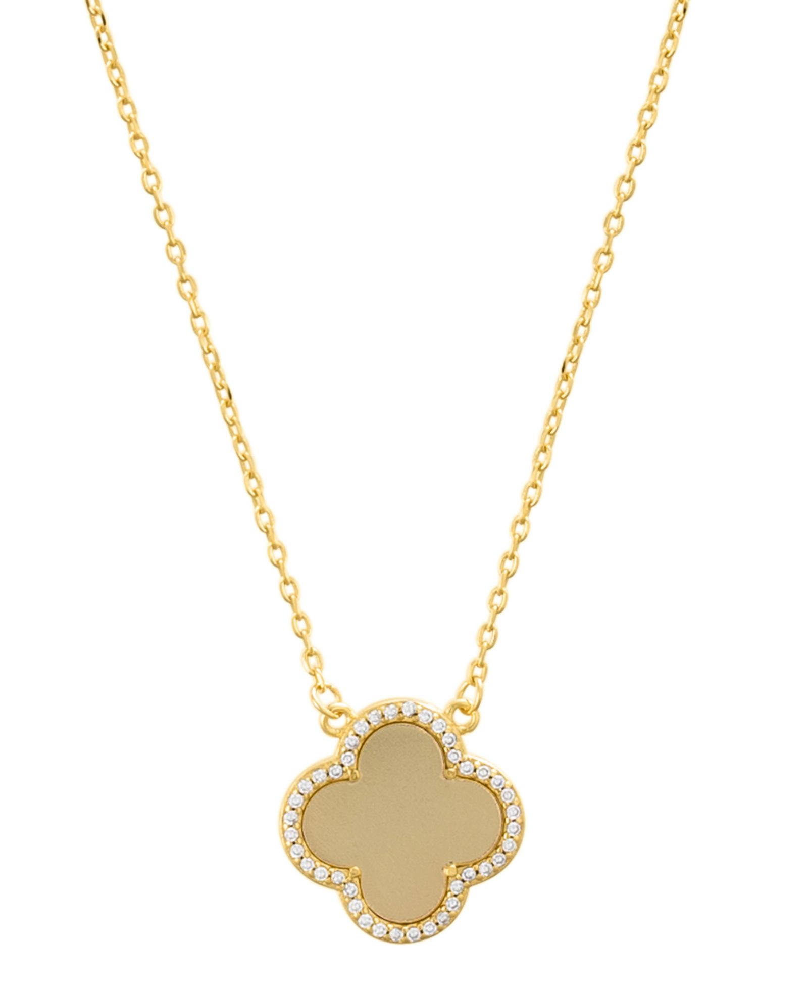 Ожерелье ADORNIA Gold Crystal Halo Matte Center Clover