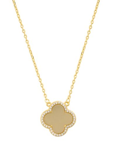 Ожерелье ADORNIA Gold Crystal Halo Matte Center Clover