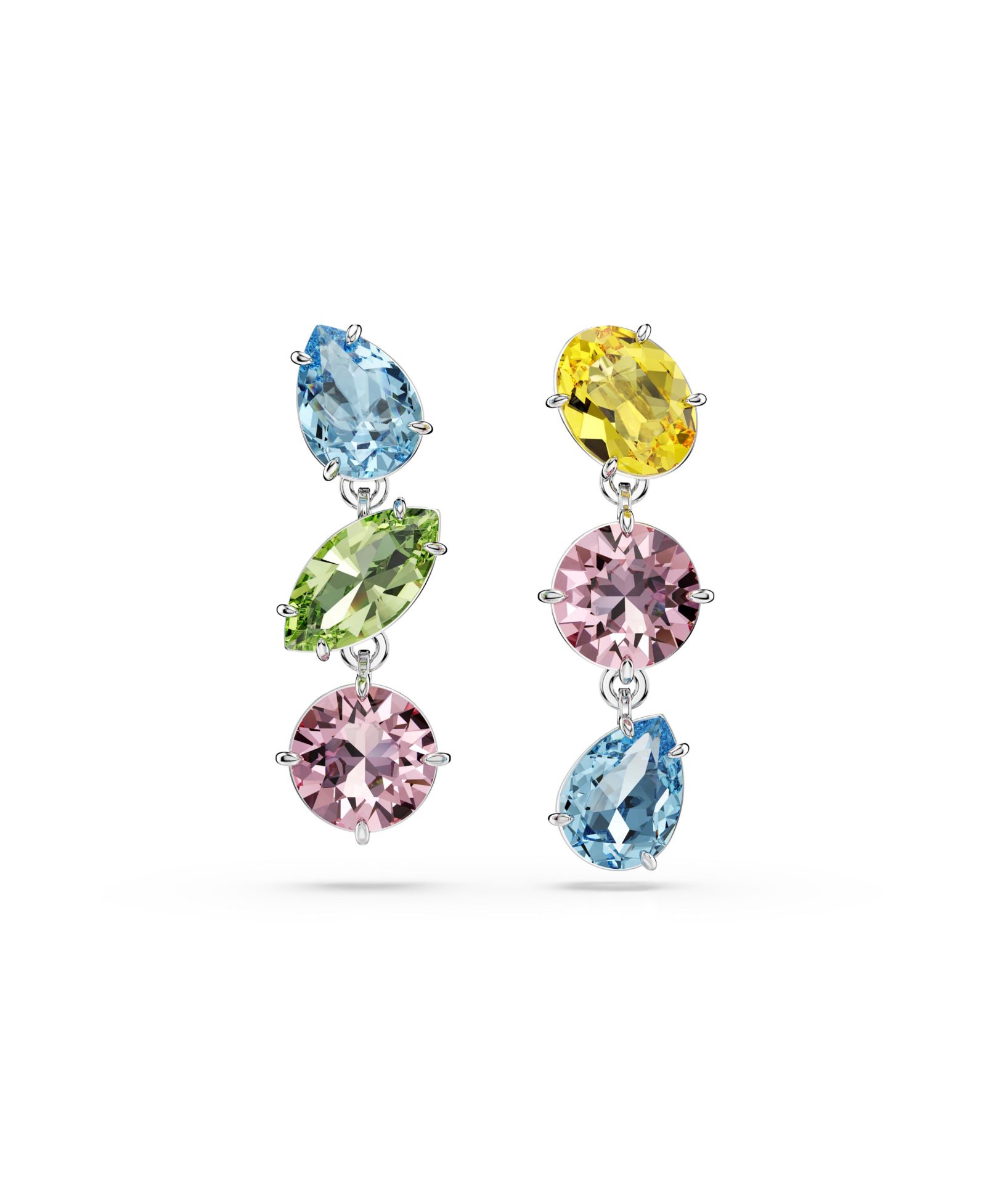 Swarovski серьги-подвески с разноцветными камнями и родиевым покрытием