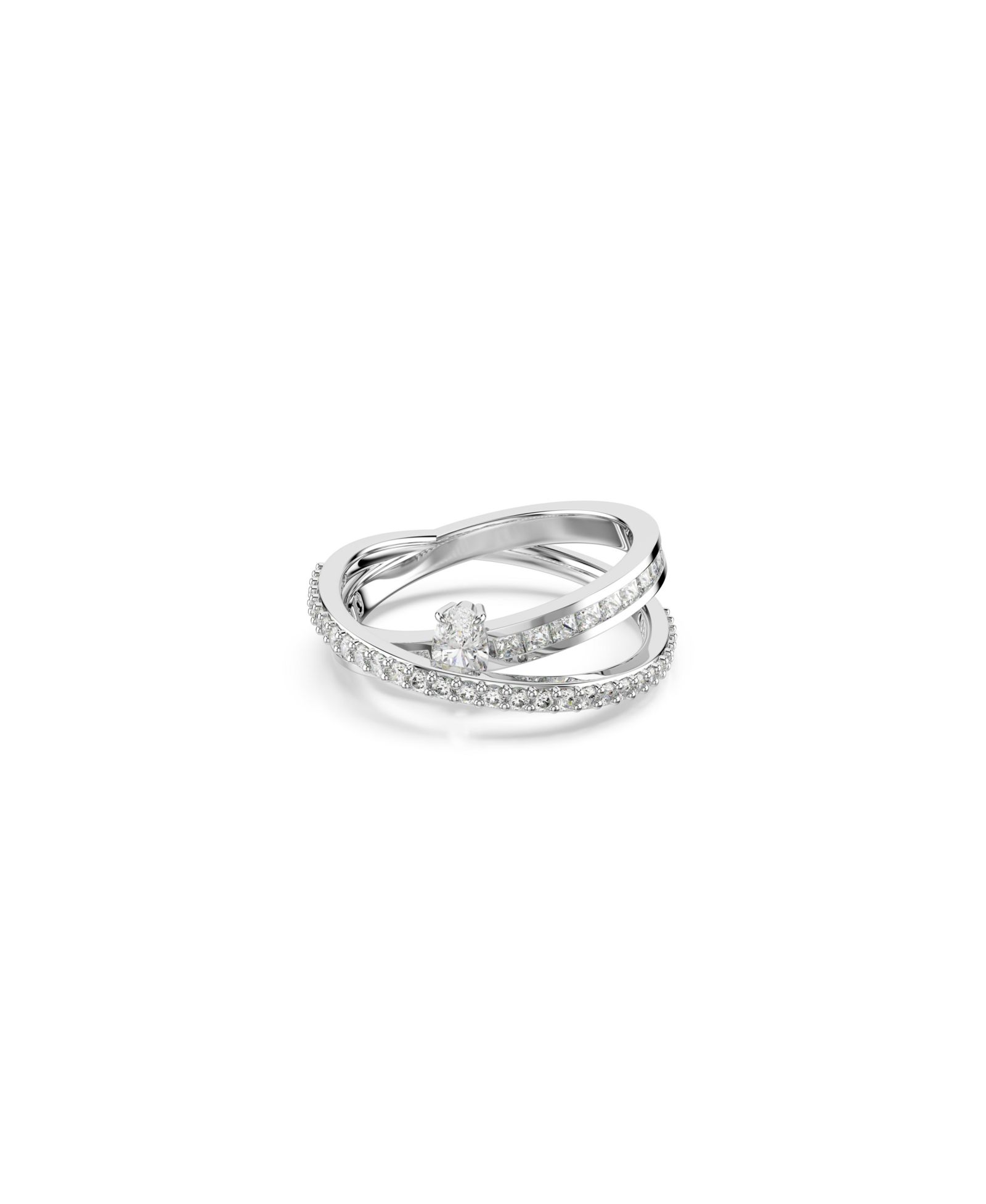 Кольцо Swarovski Hyperbola с комбинированной огранкой, White, Rhodium Plated