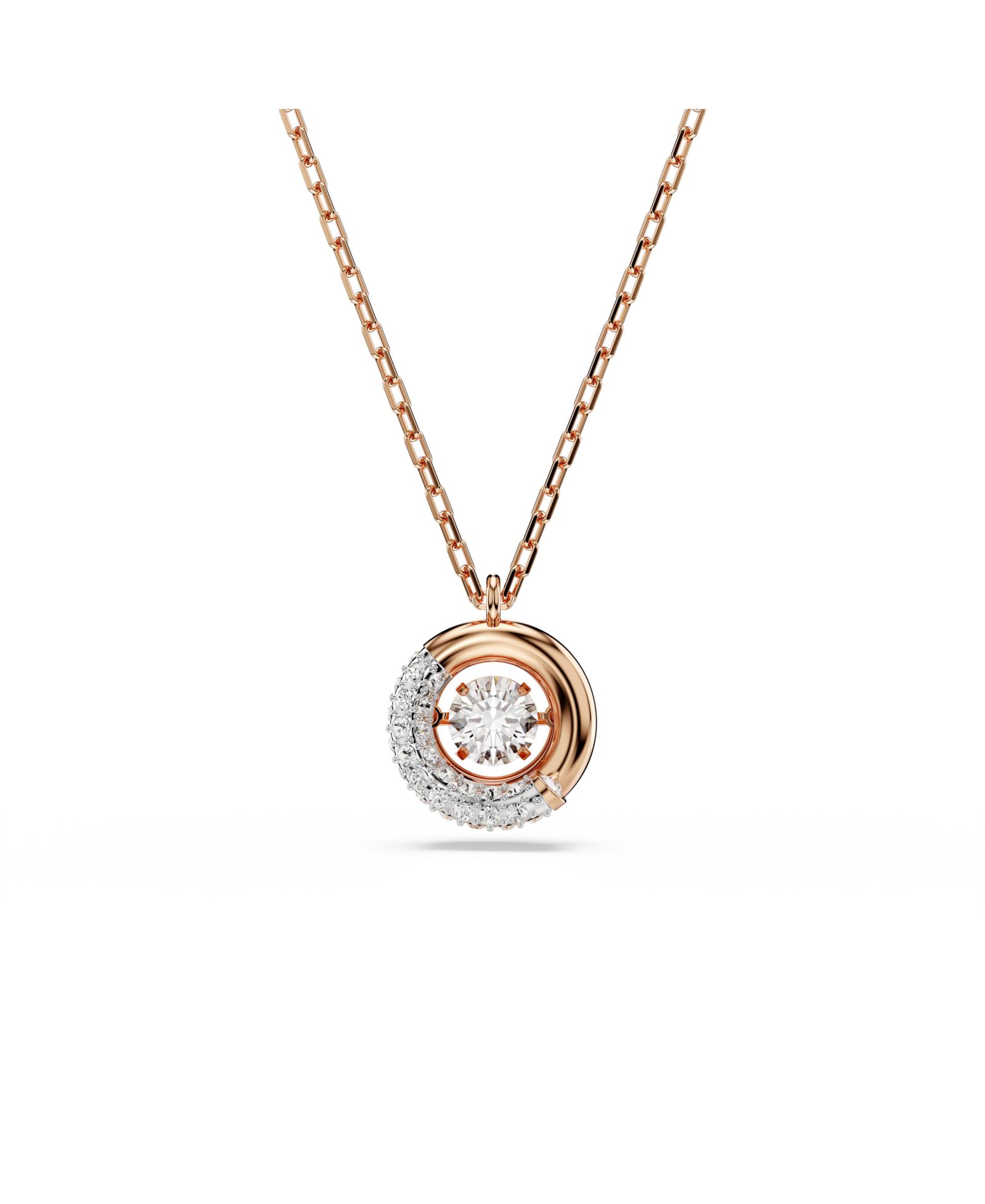 Swarovski Dextera кулон, круглая огранка, белый, ожерелье с покрытием Rose Gold-Tone