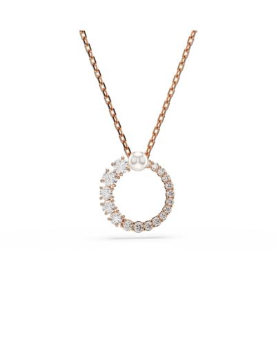 Swarovski Подвеска Matrix, кристальный жемчуг, круглая огранка, белая, с позолотой Rose Gold