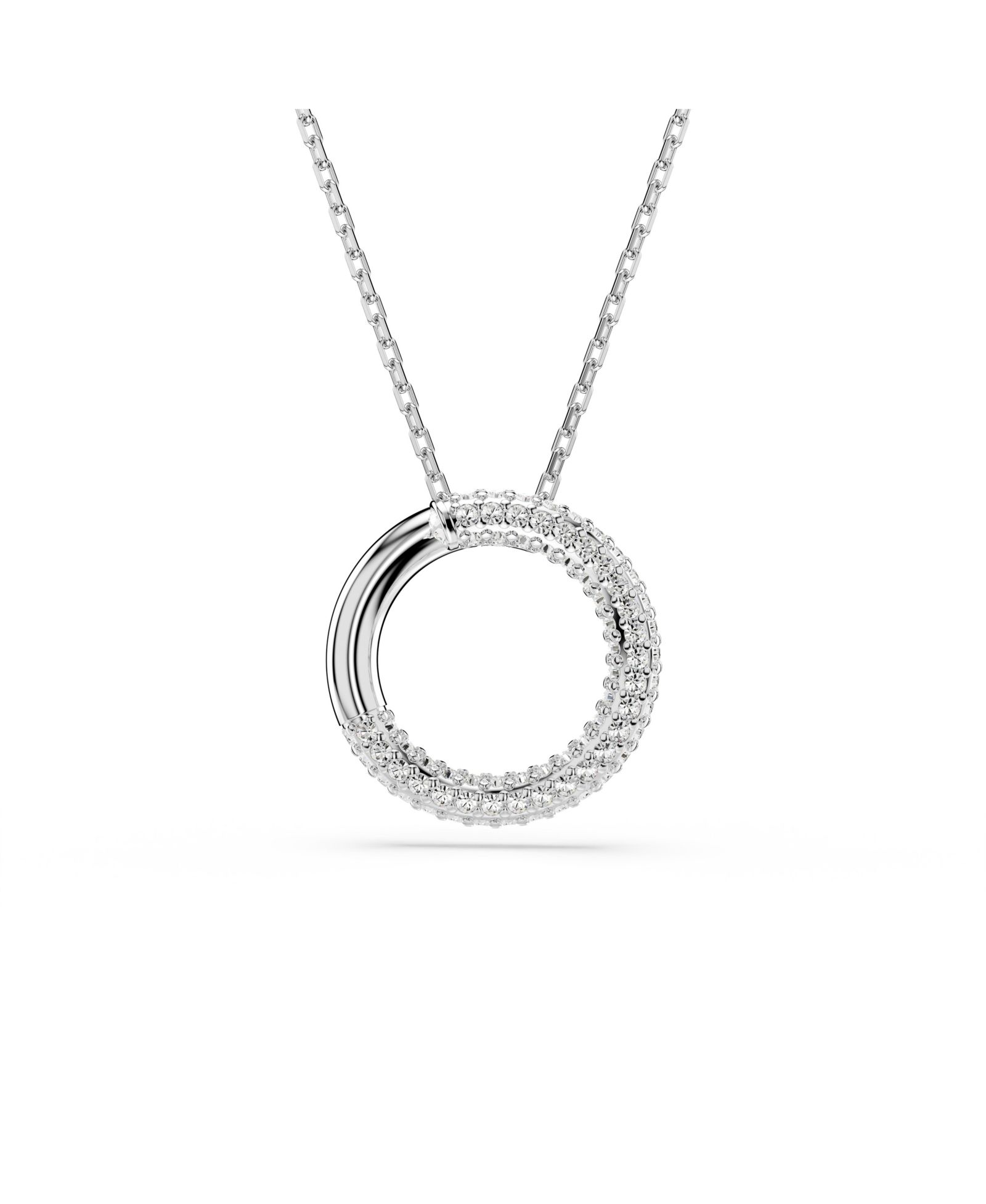 Подвеска Swarovski Dextera, Pavé, белая, ожерелье с напылением Rhodium