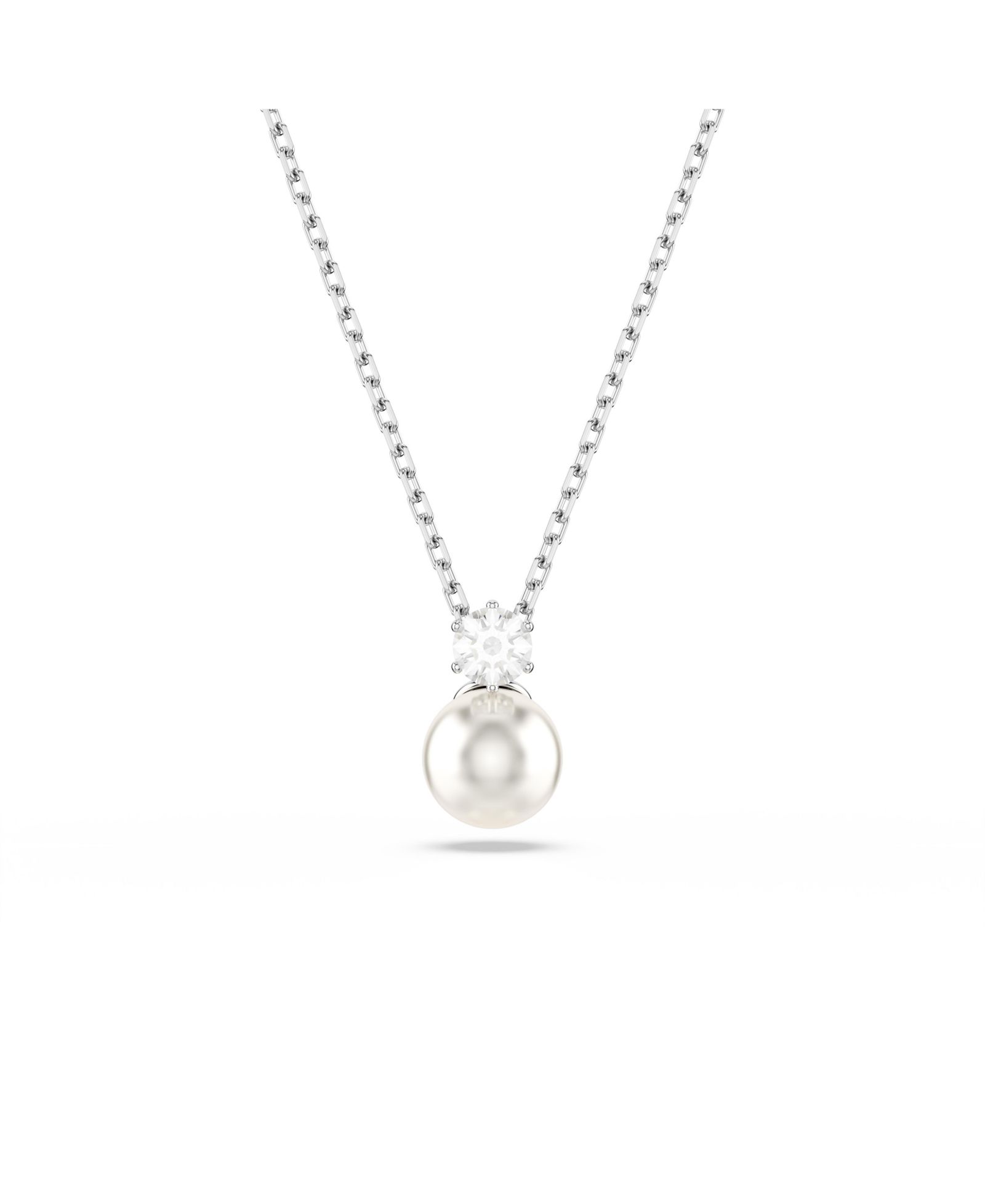 Подвеска Swarovski Matrix, Crystal Pearl, Round Cut, White, Rhodium Plated
