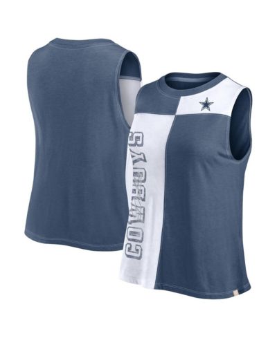 Fanatics Women's Navy/White Dallas Cowboys Script Color Block Tank Top