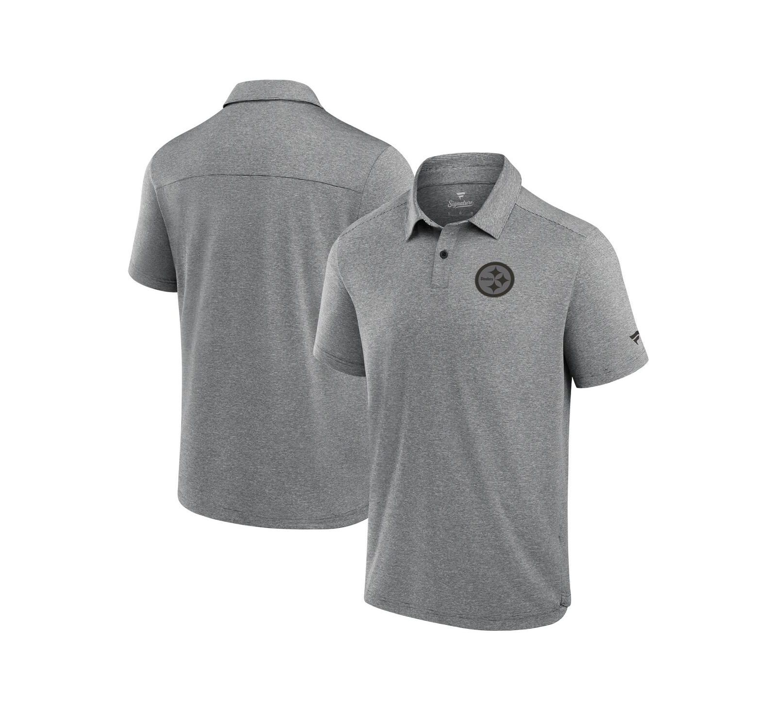 Fanatics Signature Men's Gray Pittsburgh Steelers Front Office Tech Polo Shirt