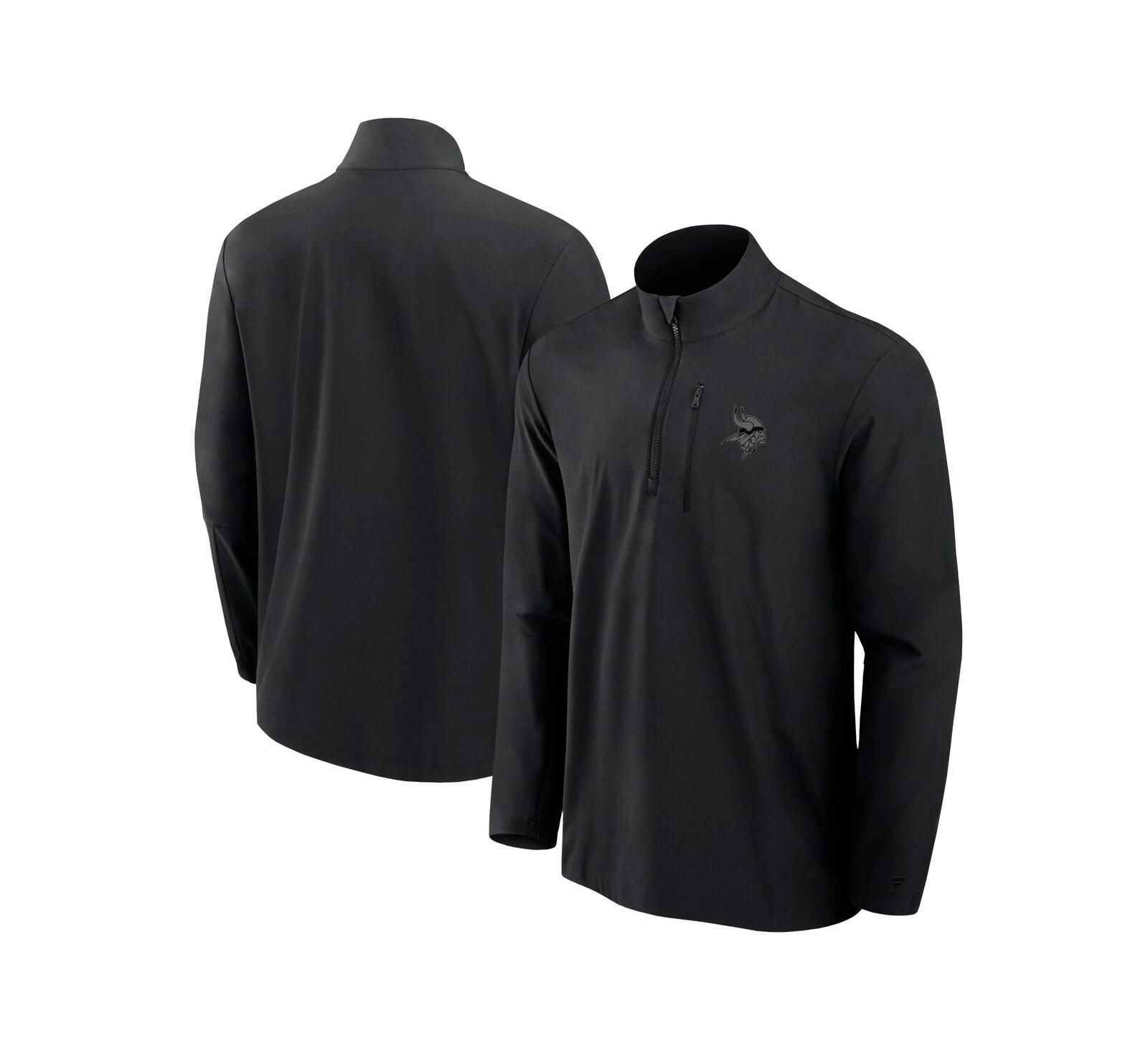 Fanatics Signature Men's Black Minnesota Vikings Front Office Woven Quarter-Zip Jacket
