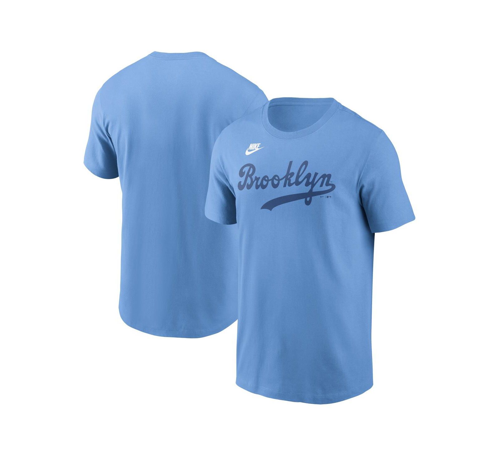Nike Men's Light Blue Brooklyn Dodgers Cooperstown Wordmark T-Shirt