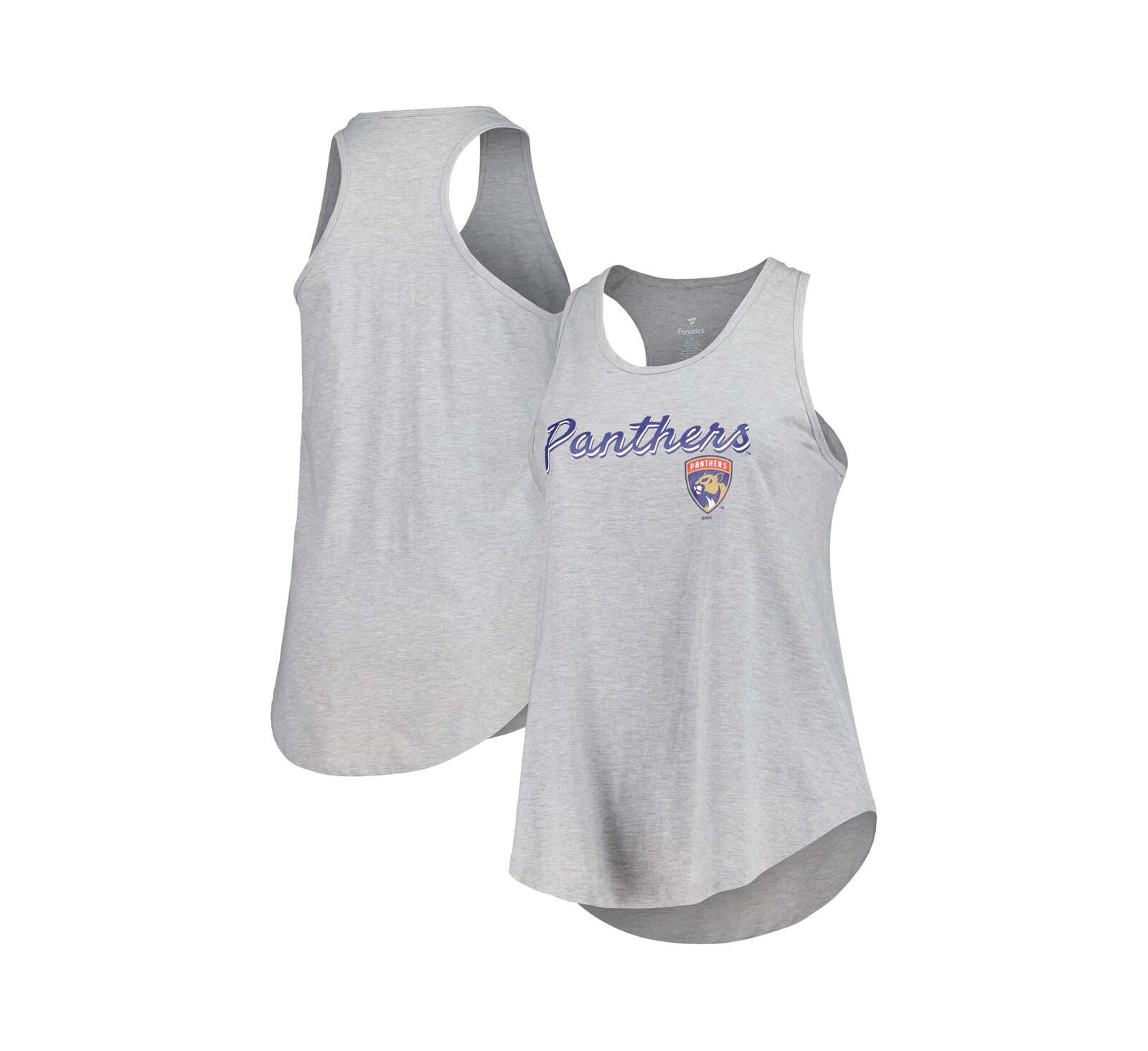 Fanatics Женский майка-алкоголичка Racerback, цвет Heather Gray, Florida Panthers, Plus Size