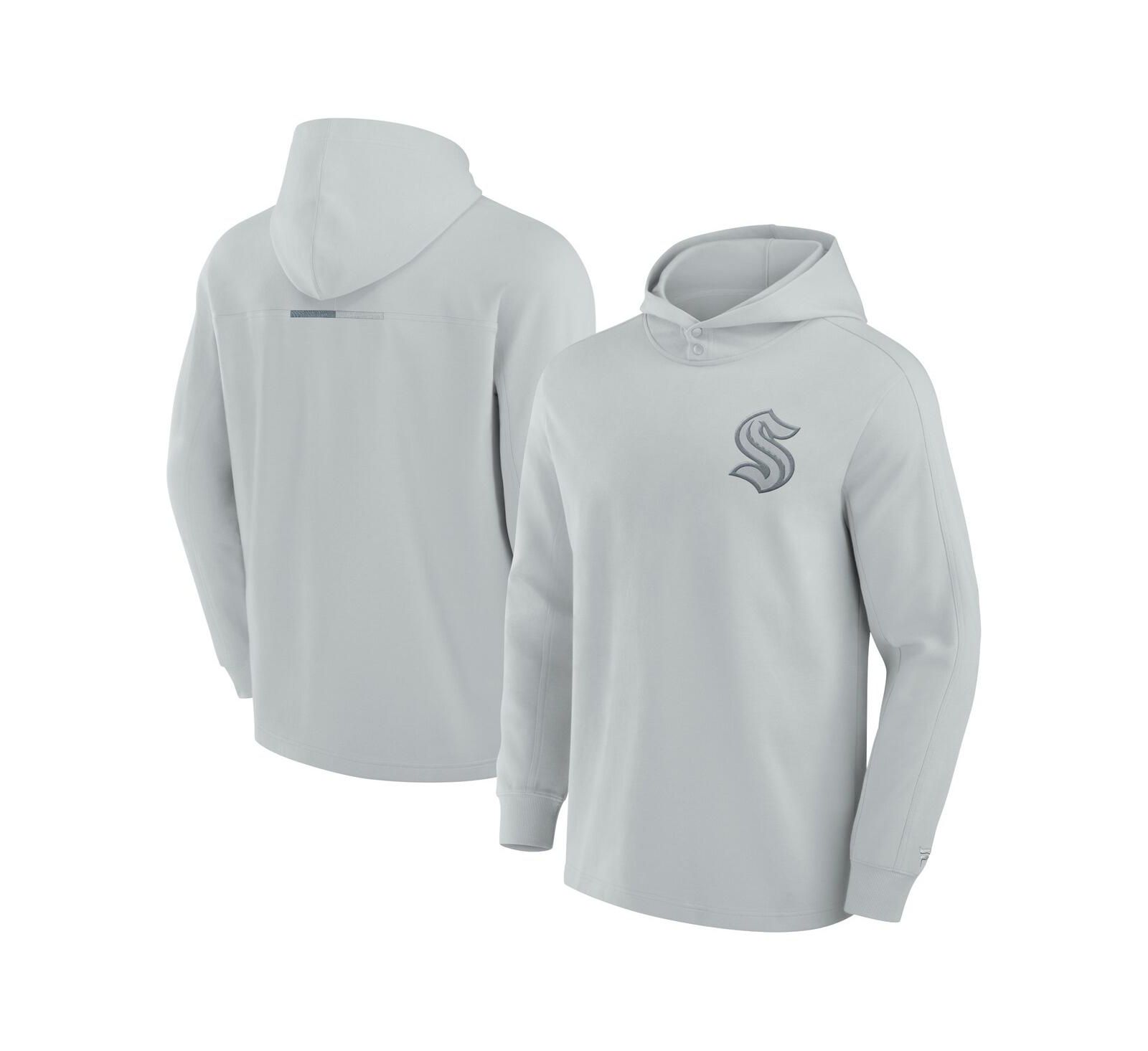 Мужское худи Fanatics Signature Gray Seattle Kraken Elements Lightweight Tri-Blend Fleece