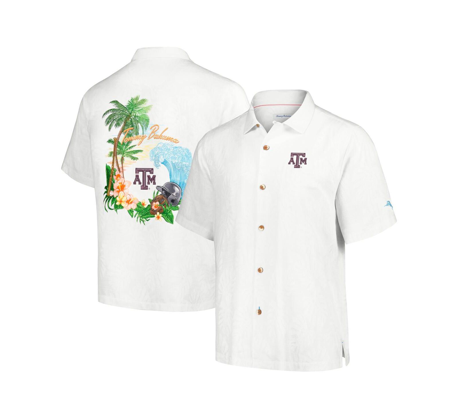 Tommy Bahama Men's White Texas A&M Aggies Castaway Game Camp Button-Up T- Shirt