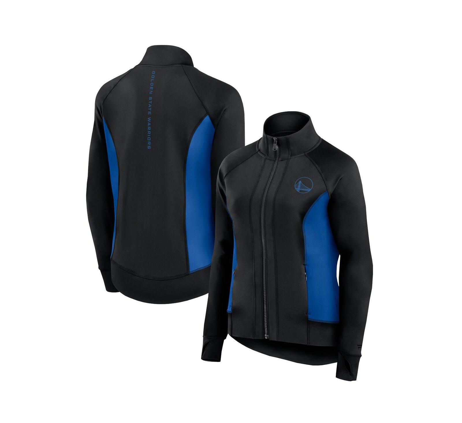 Fanatics Signature Women's Black Golden State Warriors Studio Fitted Full-Zip Gym Track Jacket