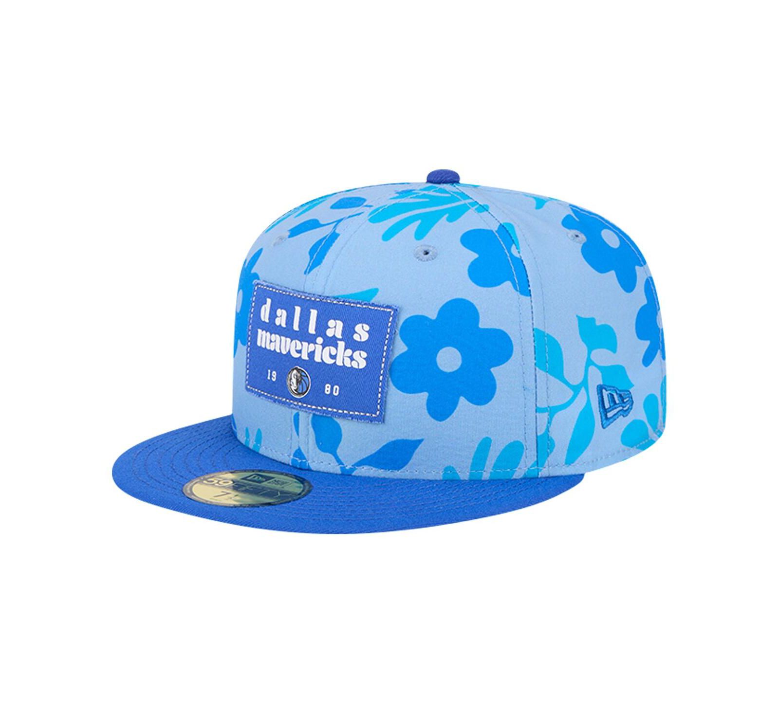 New Era Men's Blue Dallas Mavericks Palm Fronds 2-Tone 59FIFTY Fitted Hat