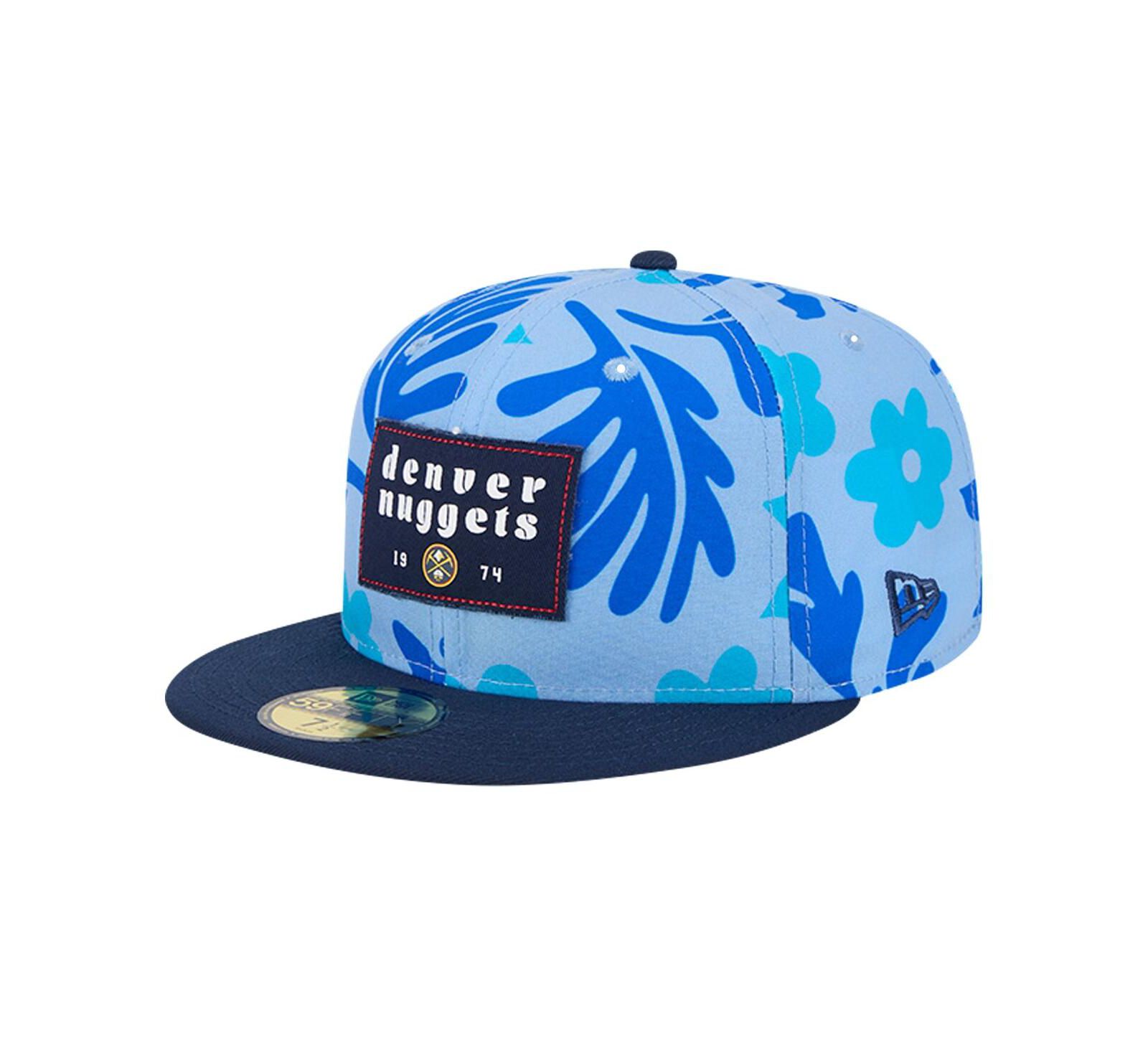 New Era Men's Blue Denver Nuggets Palm Fronds 2-Tone 59FIFTY Fitted Hat
