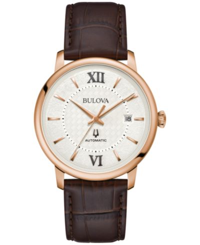 Унисекс часы Bulova Automatic Hudson с кожаным ремешком, 39mm