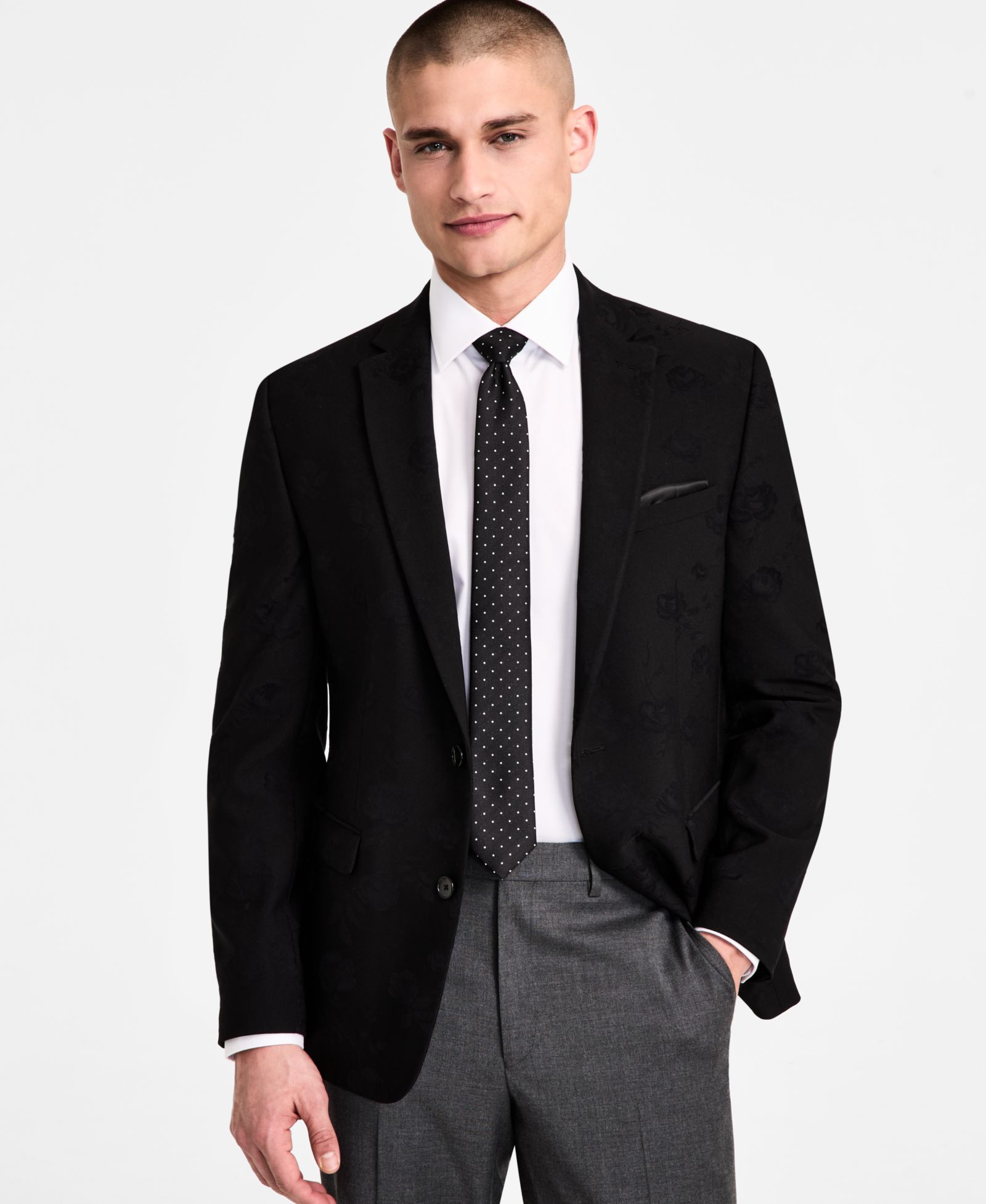 Bar III Men's Slim-Fit Jacquard-Floral Evening Jacket, Created for Macy's