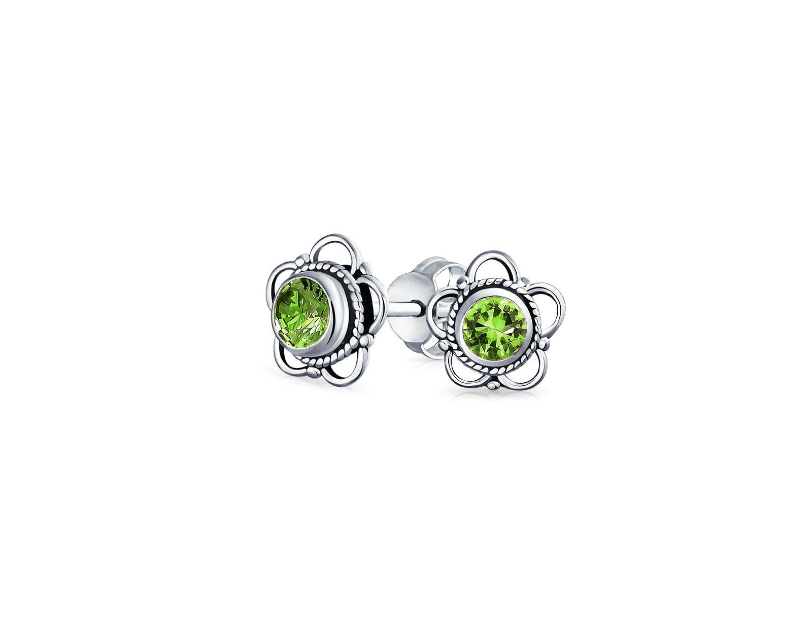 Bling Jewelry Cubic Zirconia Flower Stud Earrings Sterling Silver