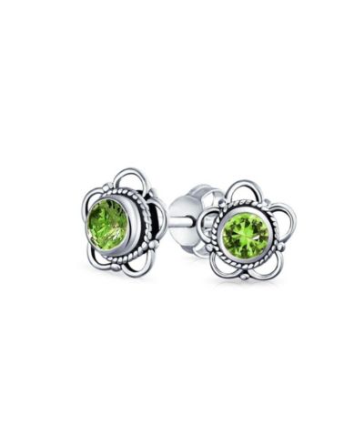 Bling Jewelry Серьги-гвоздики с цветком из оксидированного серебра