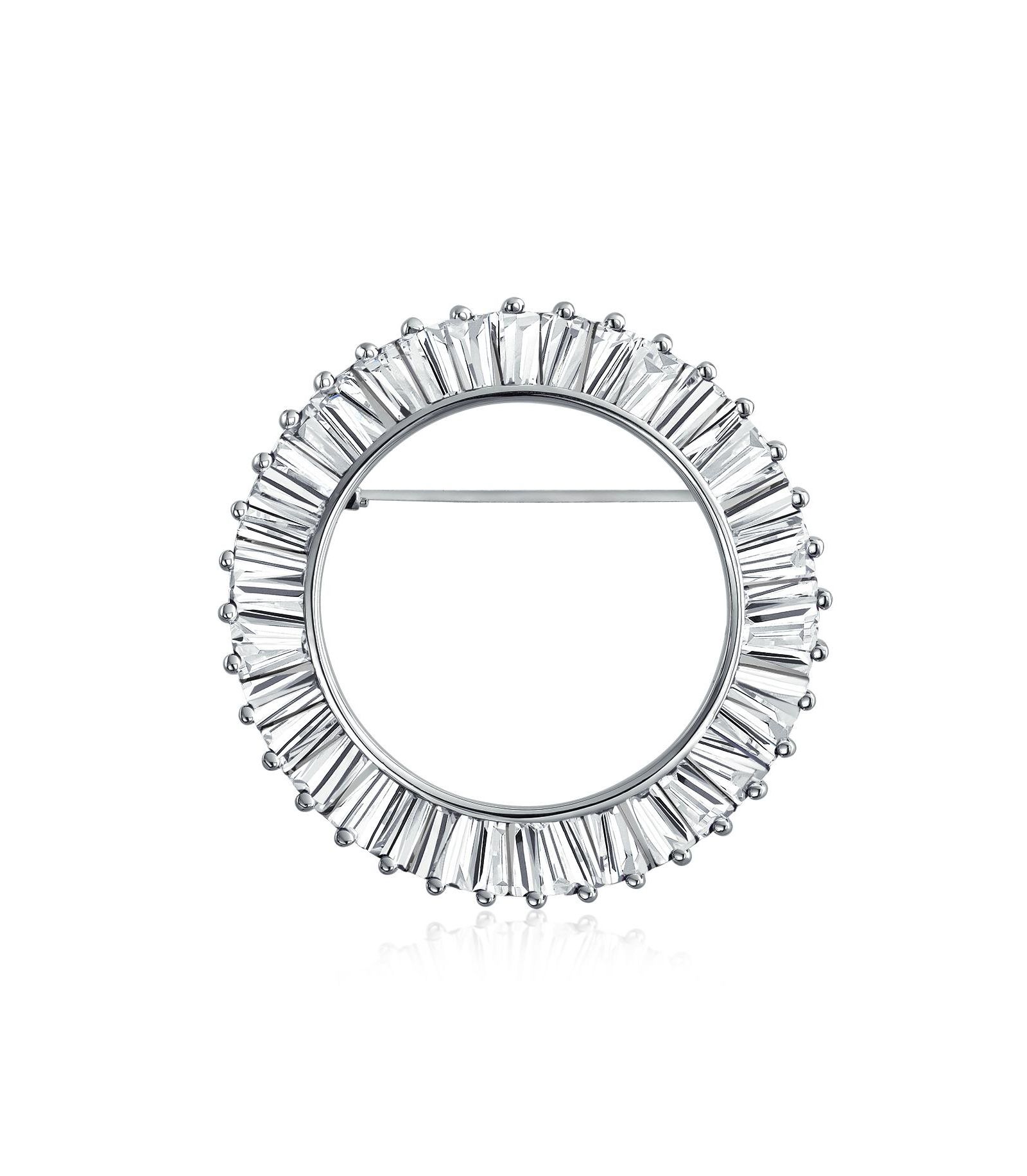 Брошь Bling Jewelry с фианитами в форме батонов, посеребренная