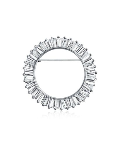 Брошь Bling Jewelry Purple CZ Baguette Cut Eternity Circle Scarf Silver Plated